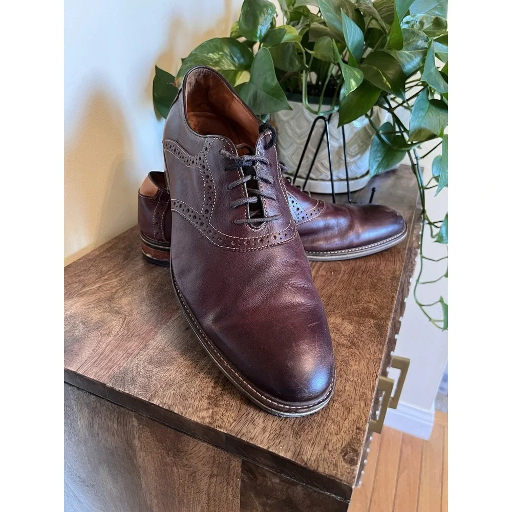 COLE HAAN ADAMS CAPTOE  BROWN LEATHER Lace Up Shoes‎ Workwear SIZE 10 (C11975)